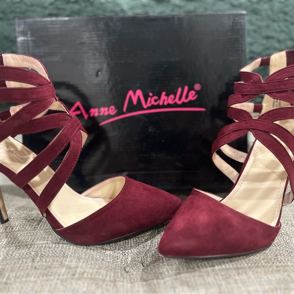 Anne Michelle Deep Red Strappy Heels